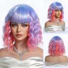 Multi-color carnaval pruik schouderlang haar met golfjes