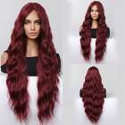 Swiss lace front pruik met zeer lang wijnrood haar
