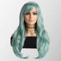 Carnavalspruik mintgroen lang haar in laagjes