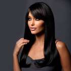 Pruik lang zwart steil haar model Kelly