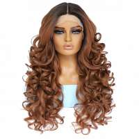 Luxe lace front pruik lang krullend haar kleur OT30