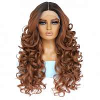 Luxe lace front pruik lang krullend haar kleur OT30