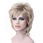 Moderne pruik kort haar in laagjes blondmix 15BT613