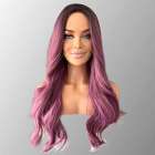 Pruik lang haar met slagen zonder pony Mauve Paars