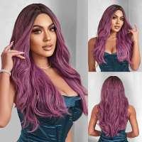 Luxe pruik Smoke Purple lang haar met slagen