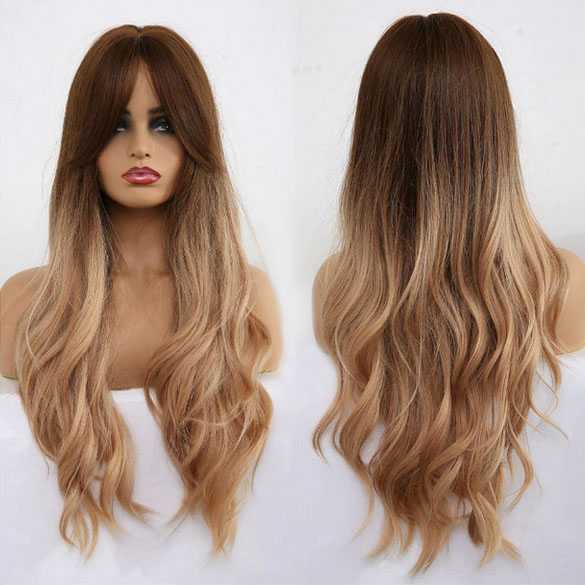 Sexy pruik lang haar met grove slagen en donkere roots