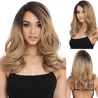 Ombre lace pruik met lang zandblond haar zonder pony model Leva