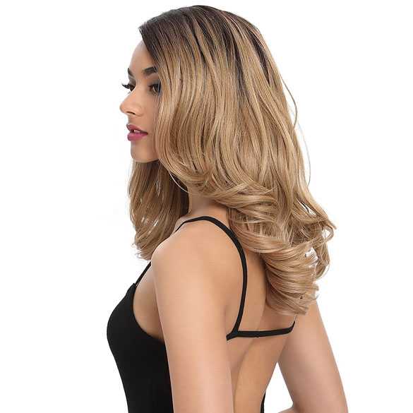 Ombre lace pruik met lang zandblond haar zonder pony model Leva