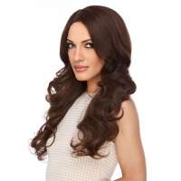 Swiss lace front pruik Kensley bruinmix met slagen zonder pony