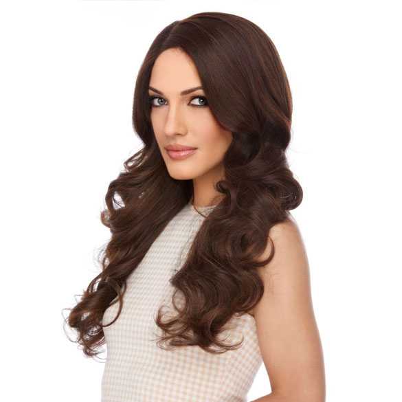 Swiss lace front pruik lang haar met slagen model Kensley