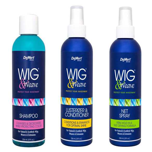 DeMert set : Pruiken shampoo + conditioner + haarlak met gratis borstel