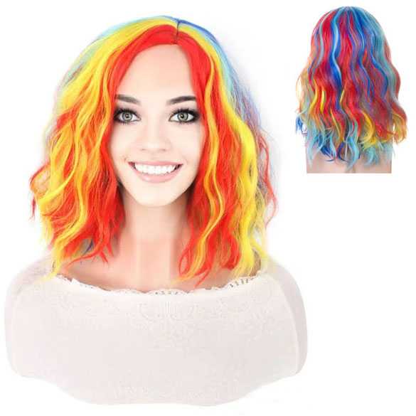 SALE Carnaval pruik multi color regenboog kleuren