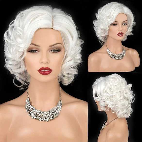 Marilyn Monroe pruik witblond kort model met krullen zonder pony