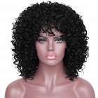 Afro kroes pruik zwart schouderlang haar spiraalkrullen Afro kroes pruik zwart schouderlang haar spiraalkrullen