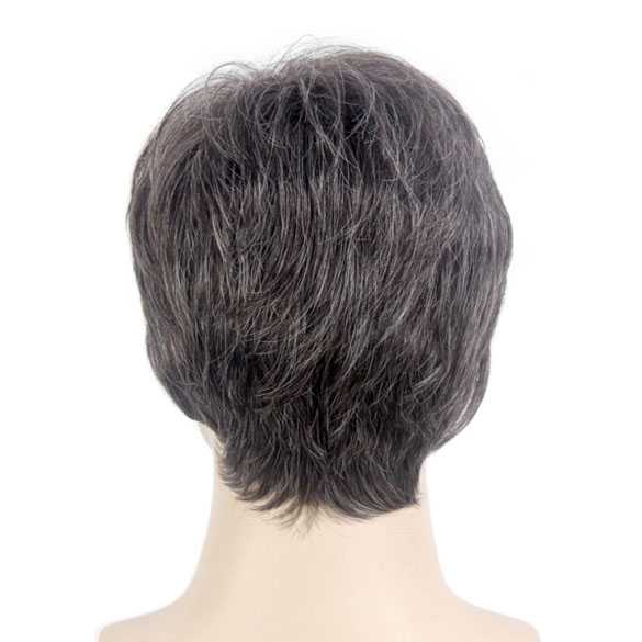 Mannenpruik kort model met subtiel grijze haren