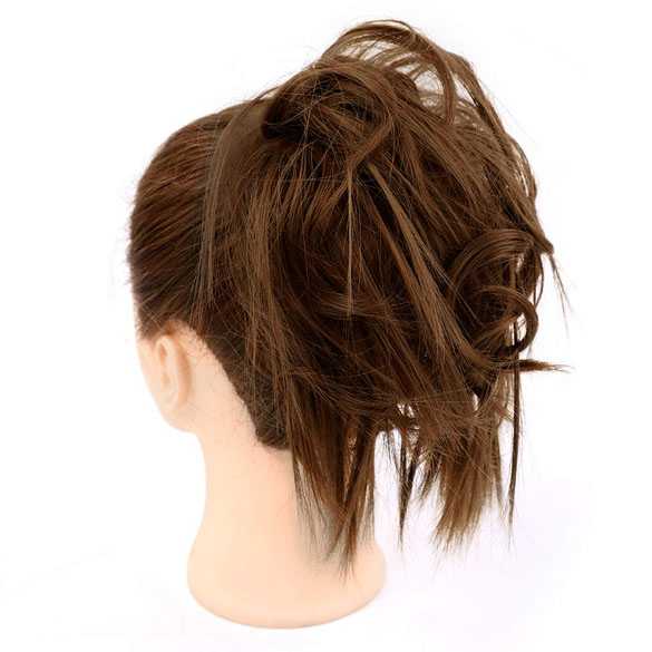 Warrige haar scrunchie met elastiek bruin kleur 8