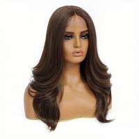 Swiss lace front pruik lang haar in laagjes bruinmix