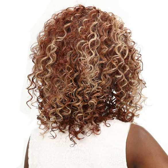 Pruik afro kroes in roodblond mix schouderlang haar