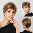 Damespruik kort steil haar in laagjes caramel mix