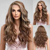 Swiss lace pruik met lang haar hazelnootbruin Yenna