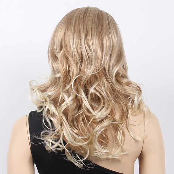 Luxe pruik lang haar met prachtige krullen in blondmix