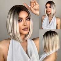 Pruik steil haar bob model lichtblondmix model Jazzy