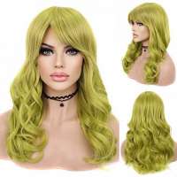 Luxe groene carnavalspruik lang haar met krullen Wicked