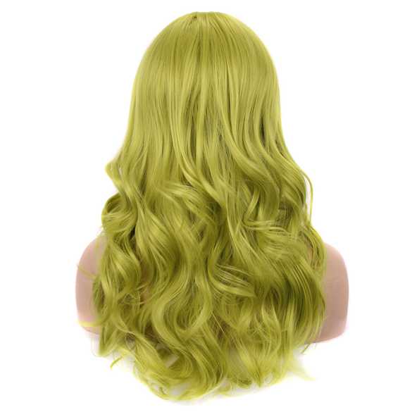 Luxe carnaval pruik lang haar met krullen Tea Green