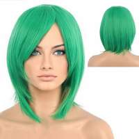 Carnaval pruik kort bob model met steil groen haar