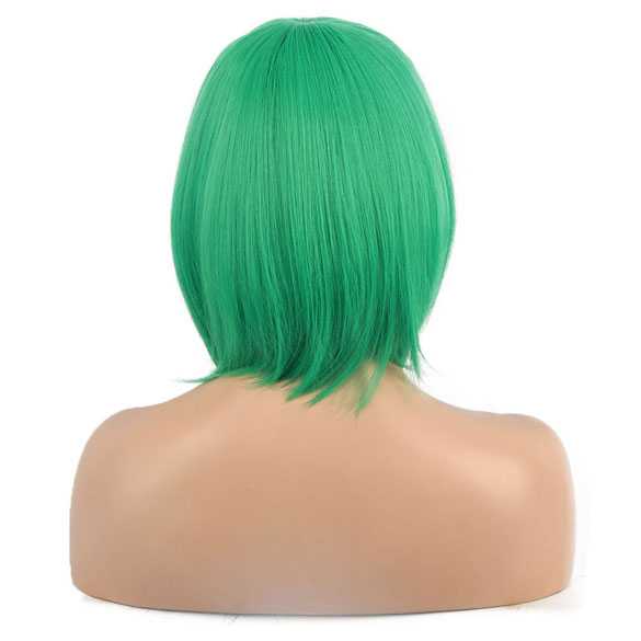 Pruik kort bob model met steil groen haar