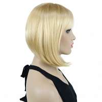 Pruik schuin bob model met steil haar kleur 24BT613