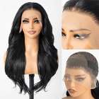 Swiss lace front pruik lang zwart haar met slagen Swiss lace front pruik lang zwart haar met slagen
