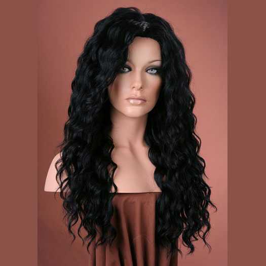 Pruik mix met echt haar model Brenda kleur zwart