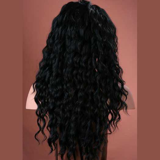 Pruik mix met echt haar model Brenda kleur zwart