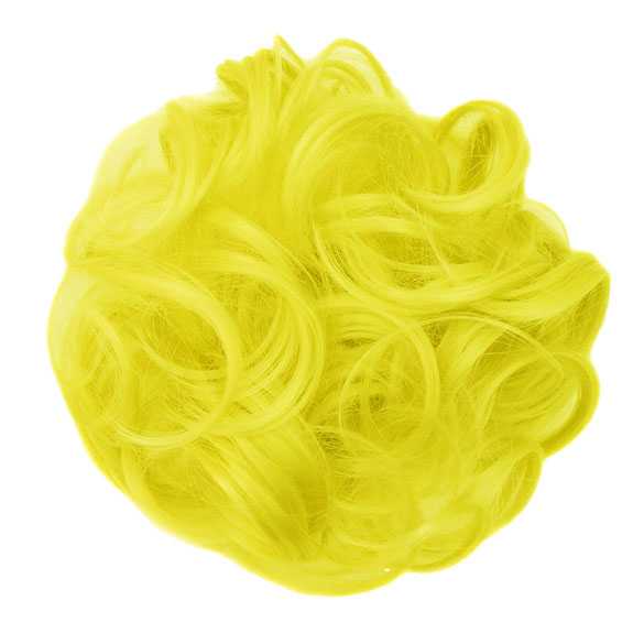 SALE : Color haar scrunchie met elastiek kanarie geel Carnaval