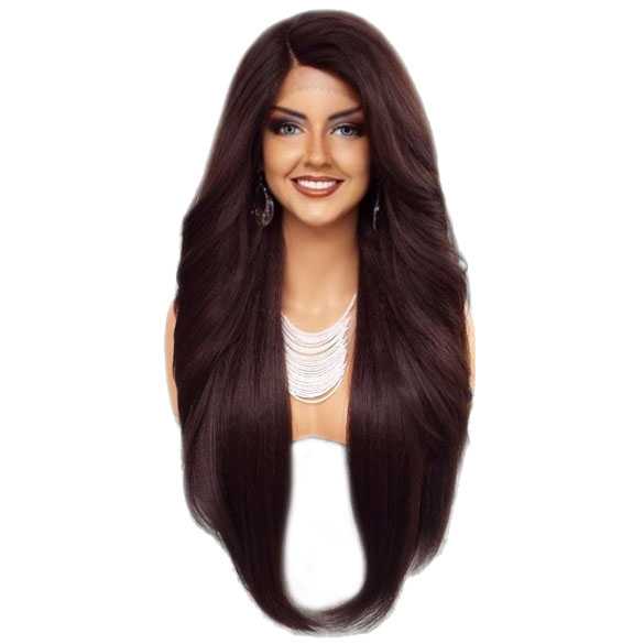 Lace pruik zeer lang steil haar zonder pony Prudence kleur 4