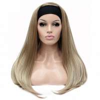 Pruik lang steil haar in blondmix met haarband