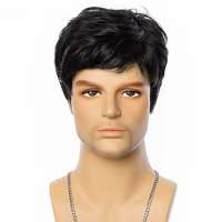 Mannenpruik zwart kort haar in laagjes model 189