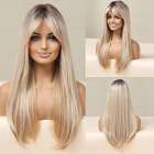Pruik blond lang steil haar met pony model 5227 Pruik blond lang steil haar met pony model 5227