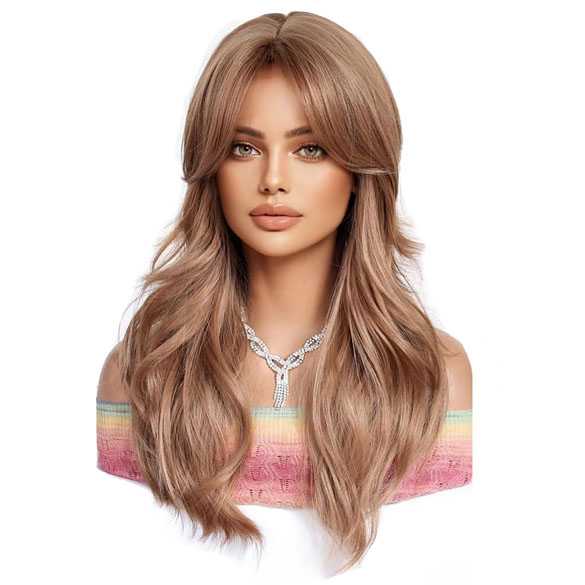 Pruik lang roodblond haar in grove lagen model Iza