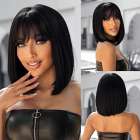 Luxe en sexy pruik zwart kort steil bob model met pony Talla