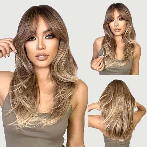 Ombre pruik lang steil haar in laagjes model Dani