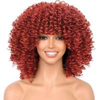 Pruik afro spiraalkrullen vol volume koperrood