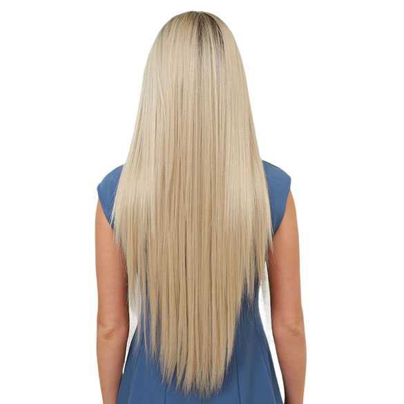 Swiss lace pruik lang steil haar zonder pony model Esmay