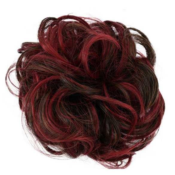 Duo-color haar scrunchie met elastiek bruin rood