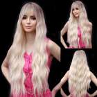 SALE Pruik blond superlang golvend haar met pony Shelby