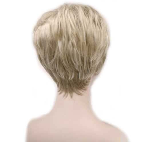 Moderne pruik kort haar in laagjes blondmix L16-613