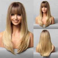 Pruik goudblond lang steil haar in laagjes model 252