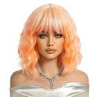 Duo color carnaval pruik schouderlang haar met golfjes oranje blond
