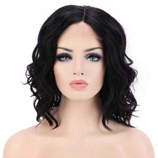 Lace front pruik zwart schouderlang bob model 544